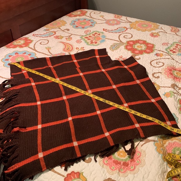 NWT Orange ends brown poncho - Picture 6 of 7